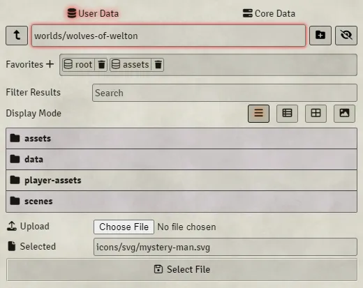 Visor de archivos del GM