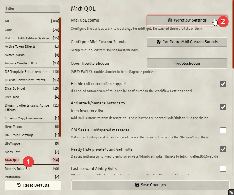 Screenshot de cómo abrir los “Workflow Settings”