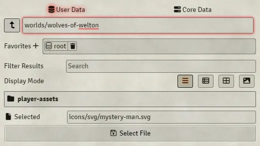 Visor de archivos del usuario